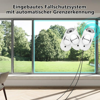 SUNSMAI Dual Side Spray Fensterputzroboter, Anti-verstopfungsfreie Elektrisch Automatischer Fensterroboter mit Wassersprühfunktion,3800pa Starke Anti-Drop Automatischer Fensterputzer,12 Tücher