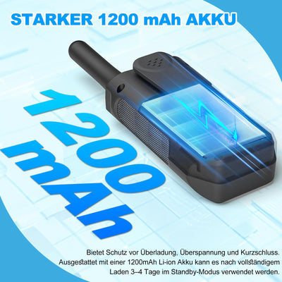 AWANFI Walkie Talkie 4er Set, Walkie Talkie Aufladbar für Erwachsene Kinder, 16 Kanäle Funkgeräte Set mit 1200mAh Li-ion Akku VOX, Walki Talki für Camping Wandern Geschenk