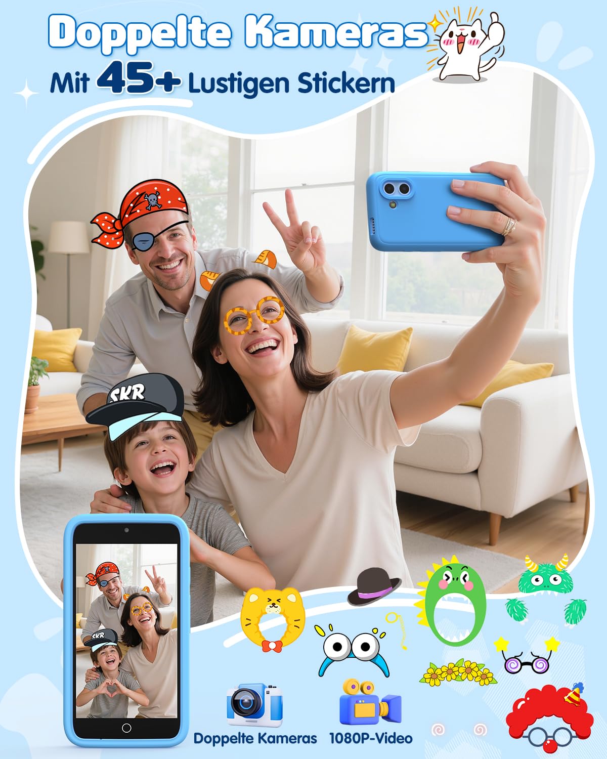 orantronx Kinder Handy Smartphone Spielzeug, 3.97" Kinderkamera Handy für Mädchen Jungen Geschenke ab ab 3 4 5 6 7 8-12 Jahre, Kinderhandy mit 200+ Lernspiele, Dualkamera, Kindersicherungs, MP3 Player