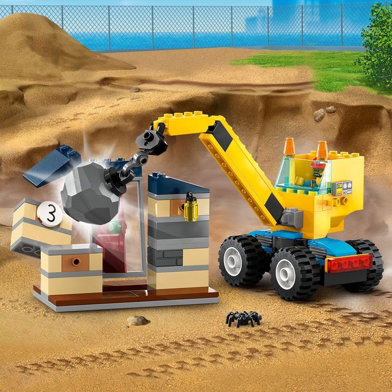 LEGO 60391 City Baufahrzeuge und Kran mit Abrissbirne, Spielzeug mit Bagger, Kipper und Transportfahrzeugen, Lernspielzeug für Kleinkinder ab 4 Jahren