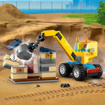 LEGO 60391 City Baufahrzeuge und Kran mit Abrissbirne, Spielzeug mit Bagger, Kipper und Transportfahrzeugen, Lernspielzeug für Kleinkinder ab 4 Jahren