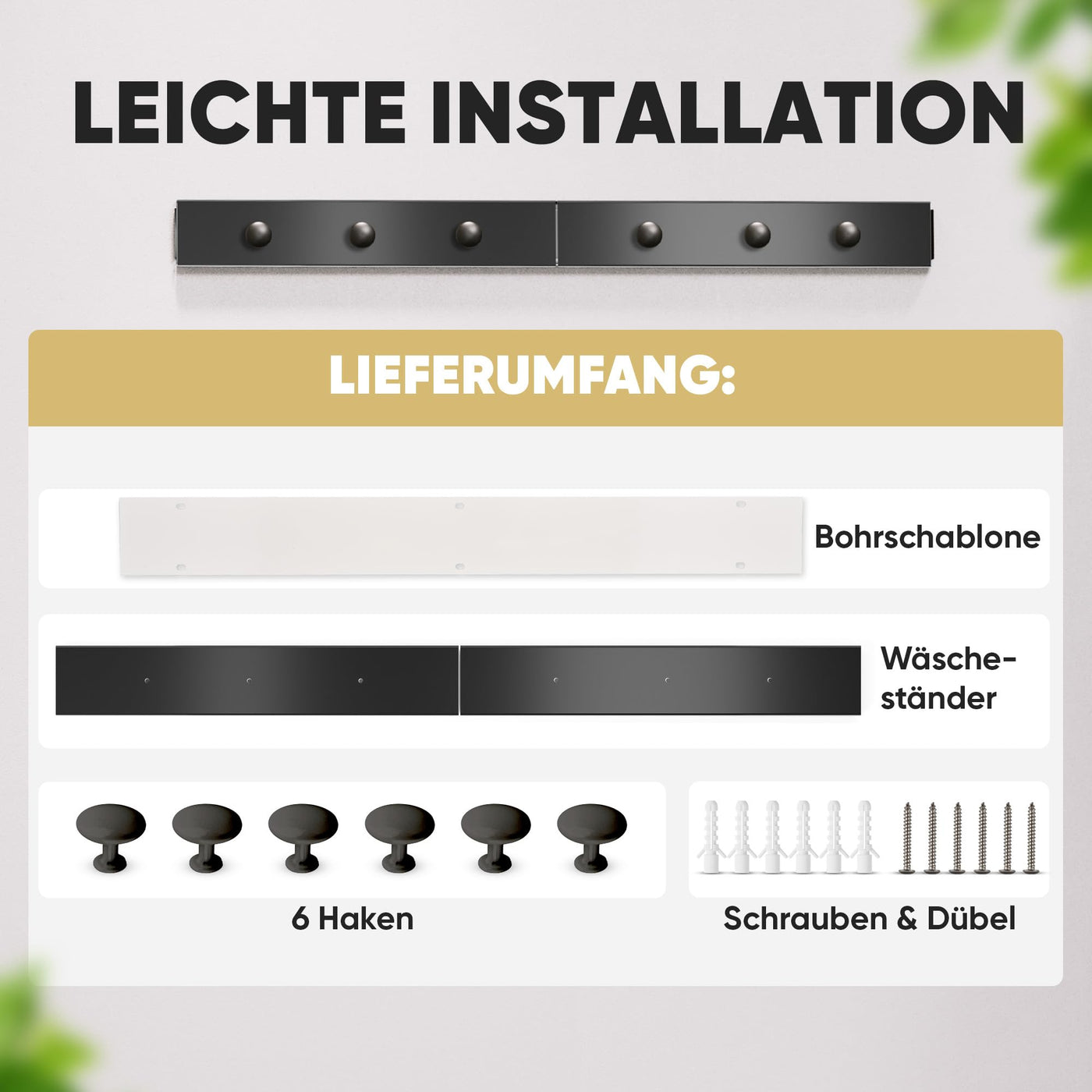 teolix Wäscheständer Wandmontage [2in1 mit extra Kleiderhaken] Ausziehbar und Platzsparend | Wäschetrockner Klein für Wand | Clothes Drying Rack Zeitlos Praktisch - (Schwarz, 80cm)