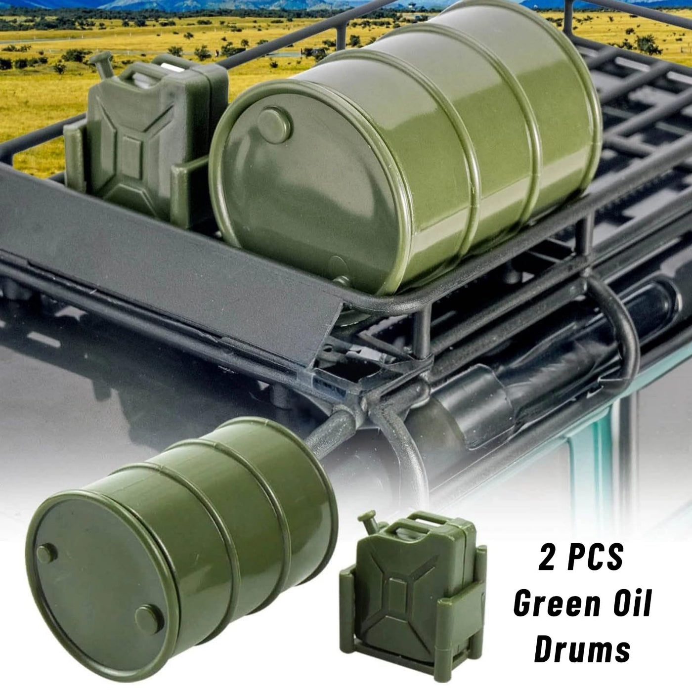 Ezweiji RC Crawler Car Dachdekoration 12-in-1 Tankaufbewahrungsbox, Gepäcknetz, Schaufel, Für Traxxas Desert Racer Slash Axial 1/18 TRX4M 1/24 SCX24 RC Crawler Car Truck Dachträger (Schwarz+Grün)