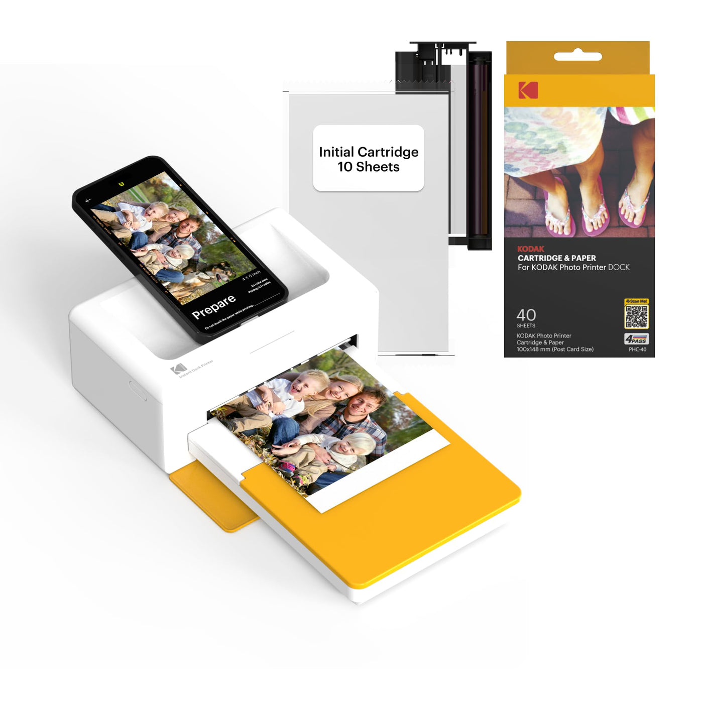 KODAK Dock Plus 4PASS Mobiler Fotodrucker (10x15cm) + Paket mit 90 Blatt