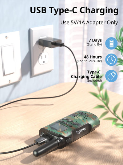 Inspireyes Walkie Talkie Kinder Aufladbar, 48 Stunden Arbeitszeit, 8 Kanäle 2-Wege-Radio, Geschenke für Jungen Mädchen, Outdoor Wandern Camping, 3-12 Jahre altes Spielzeug