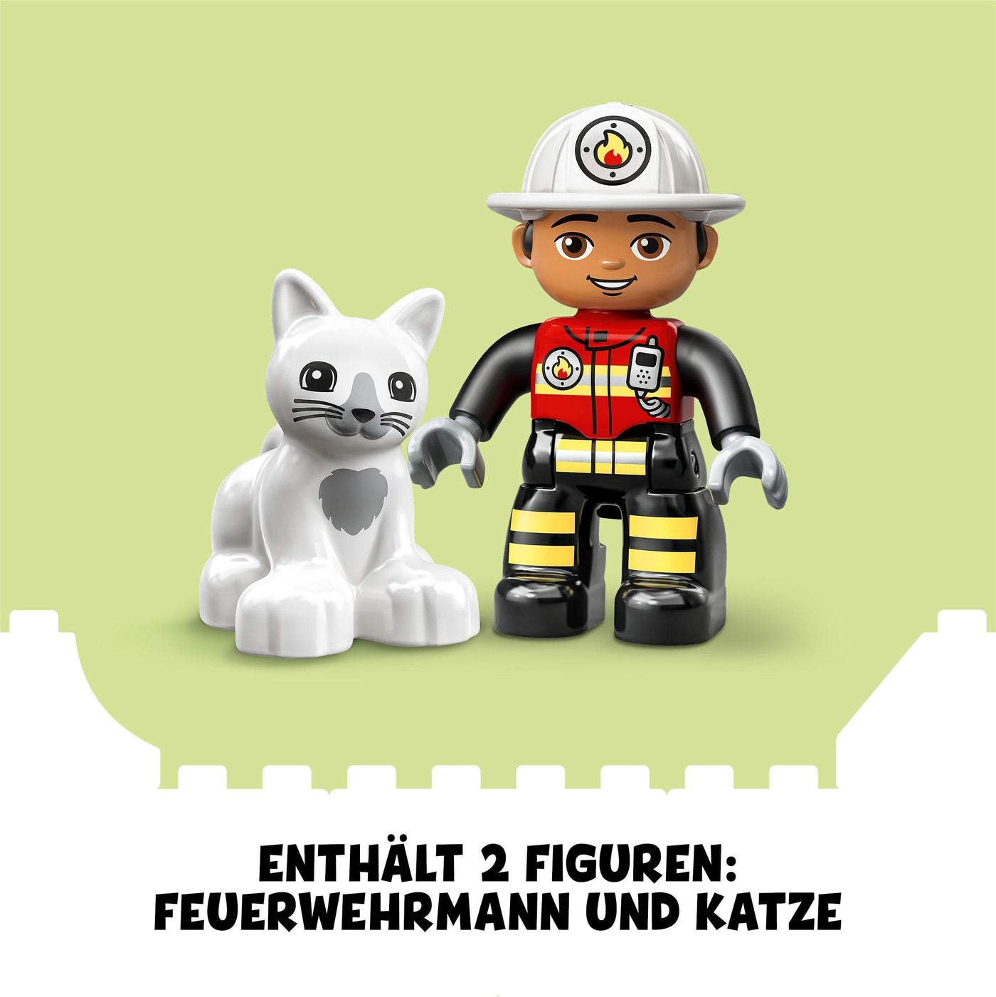 LEGO DUPLO Feuerwehrauto - Minifiguren für Vorschulkinder ab 2 Jahren - Montessori Spielzeug für Kleinkinder mit LKW, Feuerwehrmann, Katze und Baum - Kinder Geschenk für Mädchen und Jungen 10969