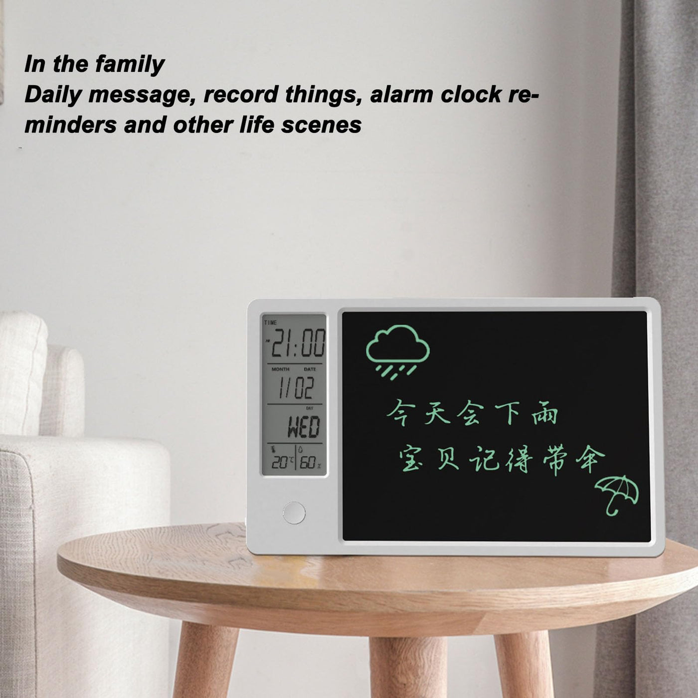 Elektronischer Digitaler Planer, Tablet-Kalender mit Anzeige von Uhrzeit, Tag, Temperatur und Luftfeuchtigkeit, Multifunktionaler Elektronischer Kalender für die Heimarbeit von