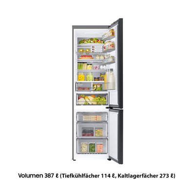 Samsung RL38A7B5BS9/EG Bespoke Kühl-/Gefrierkombination, 203 cm, 387 ℓ, 35 dB(A), Space Max Technologie, Twin Cooling+, Cool Select+, Metal Cooling, No Frost+, Edelstahl Look