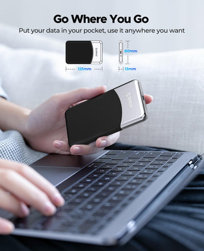 ORICO 1 TB Externe SSD mit 2 in 1 USB C Kabel, Externe Festplatte SSD USB 3.2 Gen 1 bis zu 460MB/s, Portable SSD für USB-C Smartphone, PC, Tablet, Labtop - M25PRO
