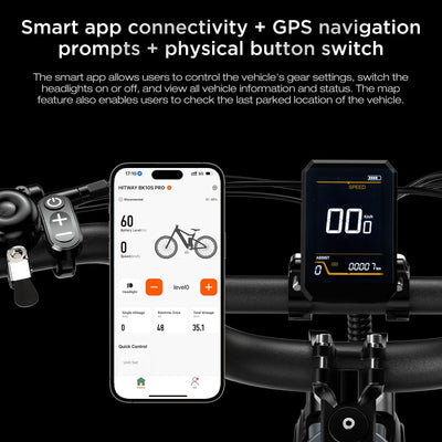 HITWAY E Bike BK10S PRO, 48V 720Wh-Li-Ionen-Akku 250W Elektrofahrrad, 70-120km Reichweite, 20" *4.0 Fat Reifen, APP-Steuerung,LCD-Display,7-Gang, IP54 wasserdicht Pedelec