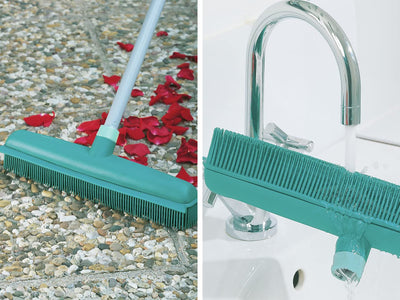 Leifheit Suprabesen mit hygienischen Borsten aus Naturkautschuk, Gummibesen für drinnen und draußen, Besen für Parkett, Steinböden sowie Teppich, Schrubber mit Wasserabziehkante