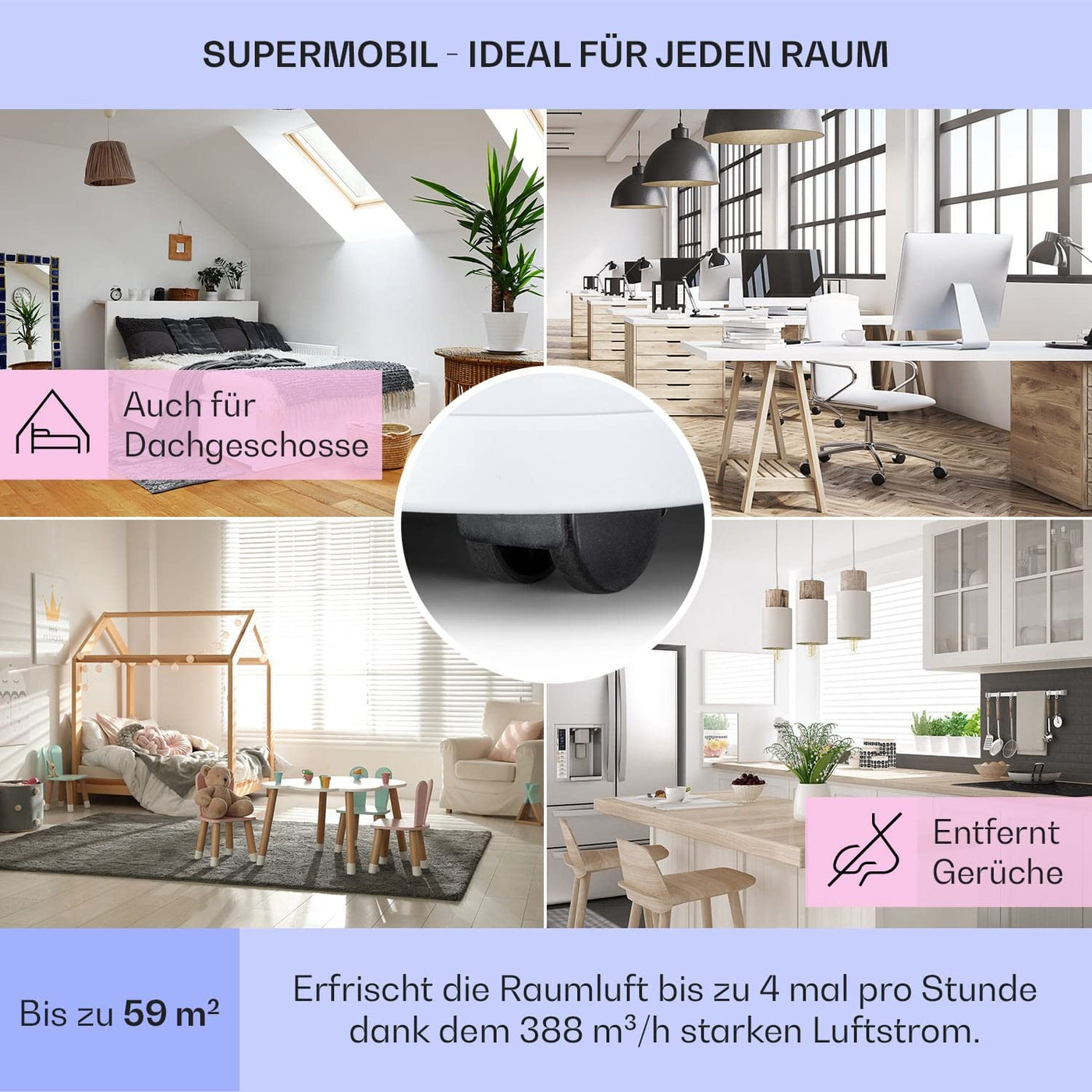 Klarstein Mobile Klimaanlage, 5-in-1 Klimagerät, Ventilator, Luftentfeuchter, Luftreiniger & Nachtmodus, App-Steuerung, Wohnung mit Abluftschlauch, Air Conditioner, 11.500 BTU, Anthrazit