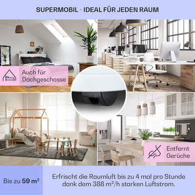 Klarstein Mobile Klimaanlage, 5-in-1 Klimagerät, Ventilator, Luftentfeuchter, Luftreiniger & Nachtmodus, App-Steuerung, Wohnung mit Abluftschlauch, Air Conditioner, 11.500 BTU, Anthrazit