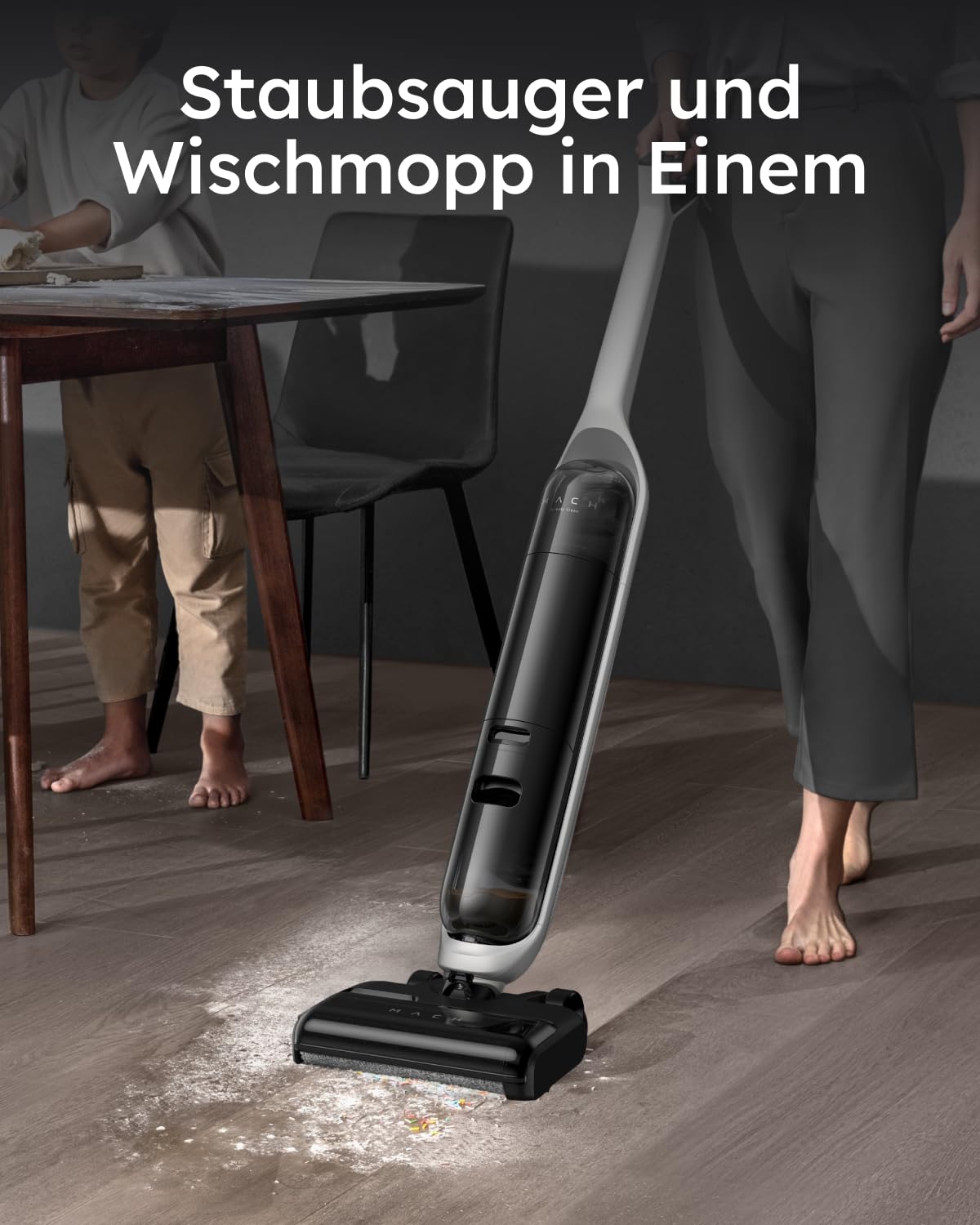 eufy V1i Nass- & Trockensauger, 16800Pa, Always-Clean Mop, Selbstreinigung & -trocknung, 820ml Wassertank, Sprachansage, mit LED-Display, ideal für Tierhaare