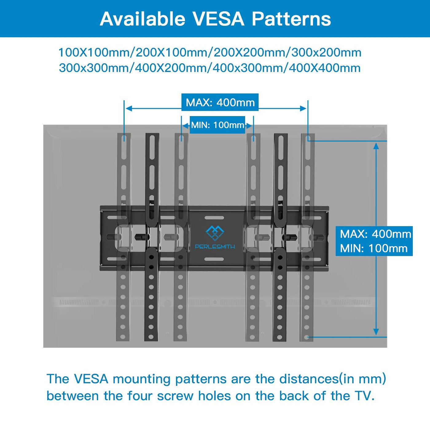 TV Wandhalterung Neigbare Halterung für 26-65 Zoll Flach&Curved Fernseher oder Monitor bis zu 60kg, max.VESA 400x400mm