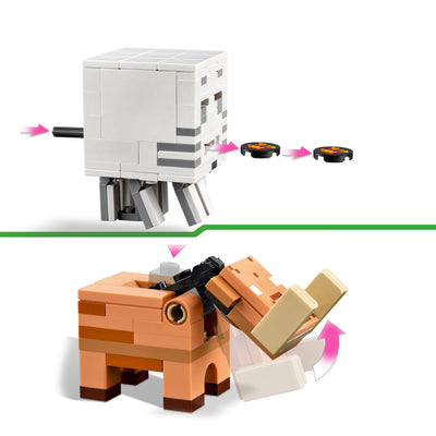 LEGO Minecraft Hinterhalt am Netherportal - Spielzeug mit Orc Krieger Figur, Hoglin und Ghast - Spielset zum Bauen mit 2 Magmawürfeln - Gamer Geschenk für Jungen & Mädchen ab 8 Jahren - 21255