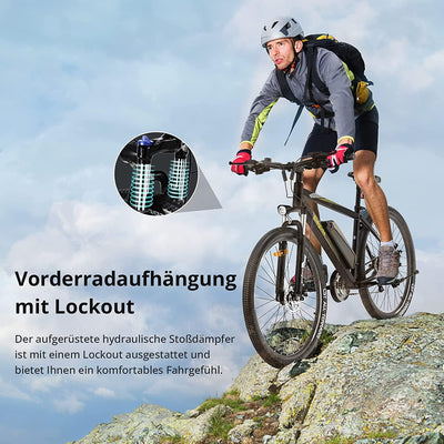 Eleglide E-Bike Damen Herren E-Mountainbike, MTB-1 Plus 27,5 Zoll Elektrofahrrad mit 36V 12.5Ah Abnehmbarer Akku, EU-konform E Fahrrad 21 Gänge 250W Hinterradmotor, LED Licht
