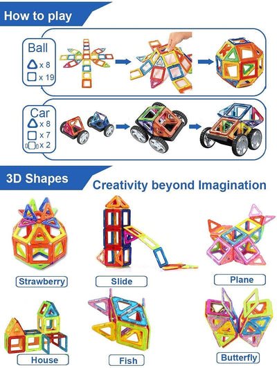 CONDIS Magnetische Bausteine 95 Teile, Magnetspiel STEM Magnetbausteine, kreatives Bildungs Spielzeug für Montessori Spielzeug Vorschule Lernen für Jungen und Mädchen ab 3 Jahre