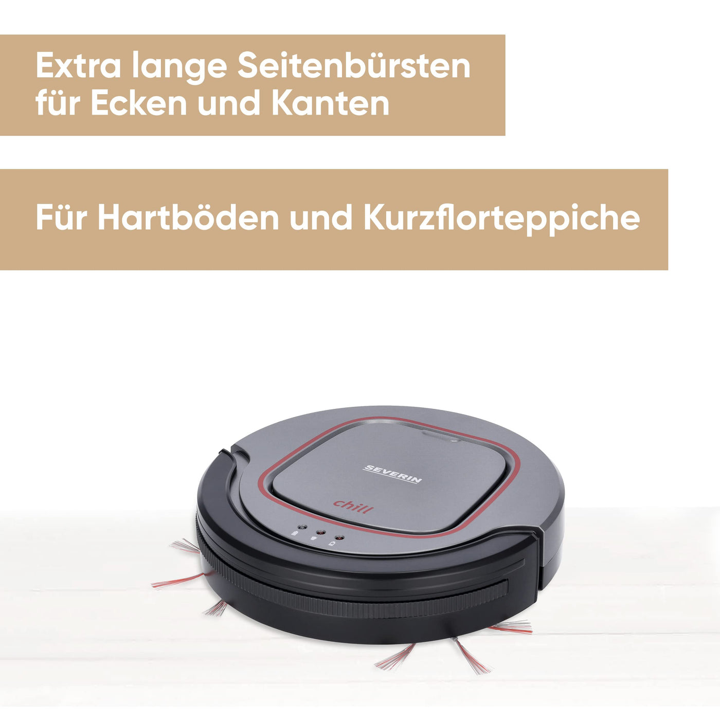 SEVERIN Saugroboter "chill®", leistungsstarker Staubsauger Roboter für Hartböden und kurzflorige Teppiche, extra flacher Putzroboter mit Treppenstufenerkennung, platingrau, RB 7025