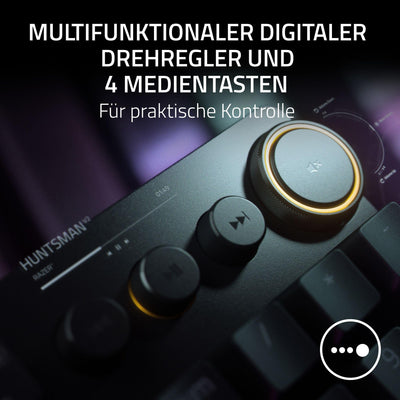 Razer Huntsman V2 (Purple Switch) - Praktisch latenzfreie optische Gaming-Tastatur (Handballenauflage, 4 Medientasten, Doubleshot PBT-Tastenkappen) QWERTZ DE-Layout | Schwarz