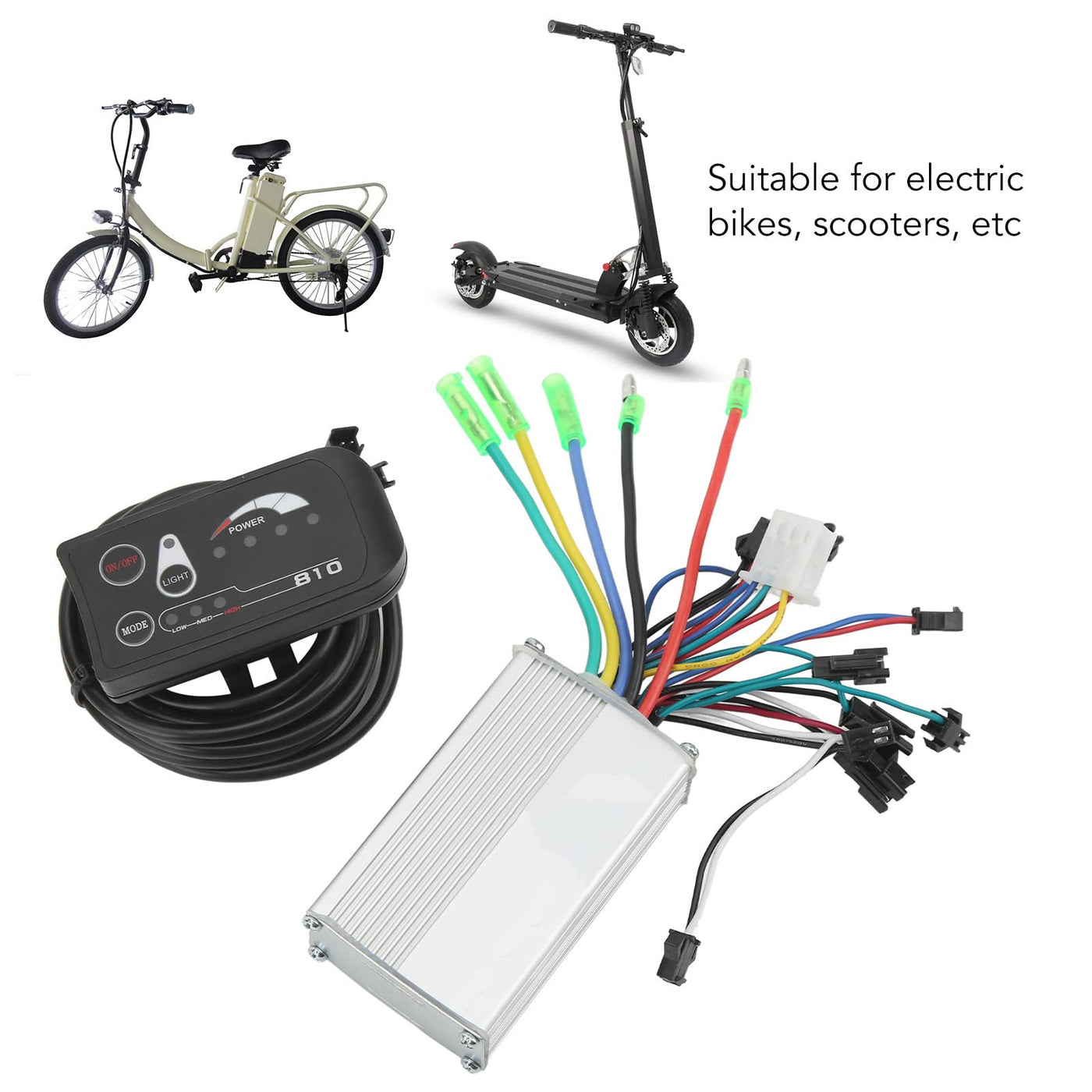 Elektrofahrrad-Controller-Kit, 36V 250W 350W Elektrofahrrad-Brushless-Motor-Controller mit 810LED-Panel Elektrische Fahrräder