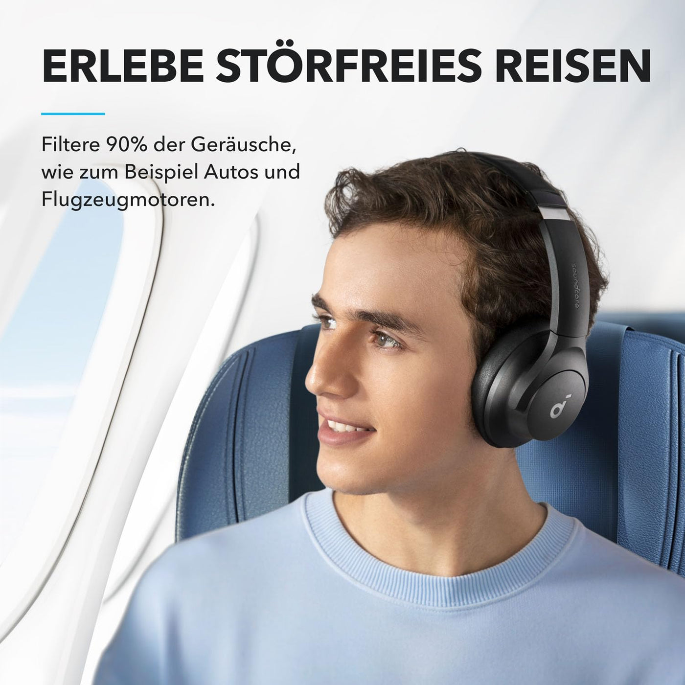 soundcore by Anker Q20i kabelloser Bluetooth Over-Ear-Kopfhörer mit Hybrid Active Noise Cancelling, 40h Spielzeit im ANC-Modus, Hi-Res Audio, tiefer Bass, Personalisierung per App(Weiß)