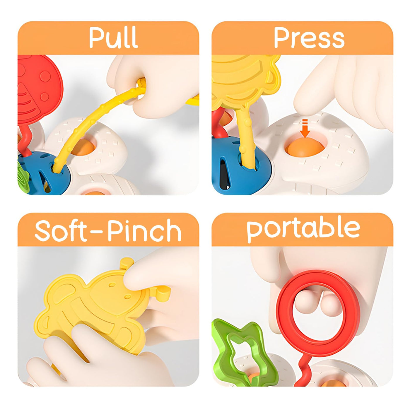 5 in 1 Baby Spielzeug ab 6 9 12 Monate, Montessori Spielzeug Baby, Motorikspielzeug, Stapelspielzeug Blöcken, Tissue Box, Quetsch Bälle Babyspielzeug ab 6 Monate,Geschenk Junge Mädchen 1 Jahr