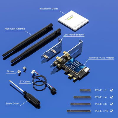 EDUP WiFi 6E Bluetooth 5.2 PCIE WLAN Karte Intel AX210 5400Mbit/s WLAN Netzwerkkarte Adapter, 802.11AX DualBand 2.4Ghz/5Ghz Antenne Preiswerter AX210 Chip für PC Desktop Windows 10&11 64-Bit