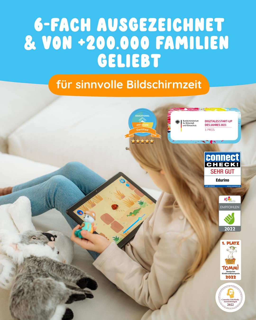 Edurino Figur ASA Welt der Tiere bis 10 (Stufe 2) ab 4 Jahren inkl. App | Innovatives & digitales Lernspiel | Vielfältige Tierwelten erkunden | Lebensräume erforschen