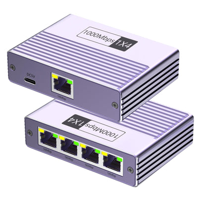 LAN Splitter 1 auf 4 1000Mbps Ethernet Splitter LAN Switch 2 Port Gigabit Netzwerk Switch RJ45 LAN Verteiler Netzwerk Switch Mit Type-C-Netzkabel Gigabit Switch für Computer, Hub, Switch, Router usw.
