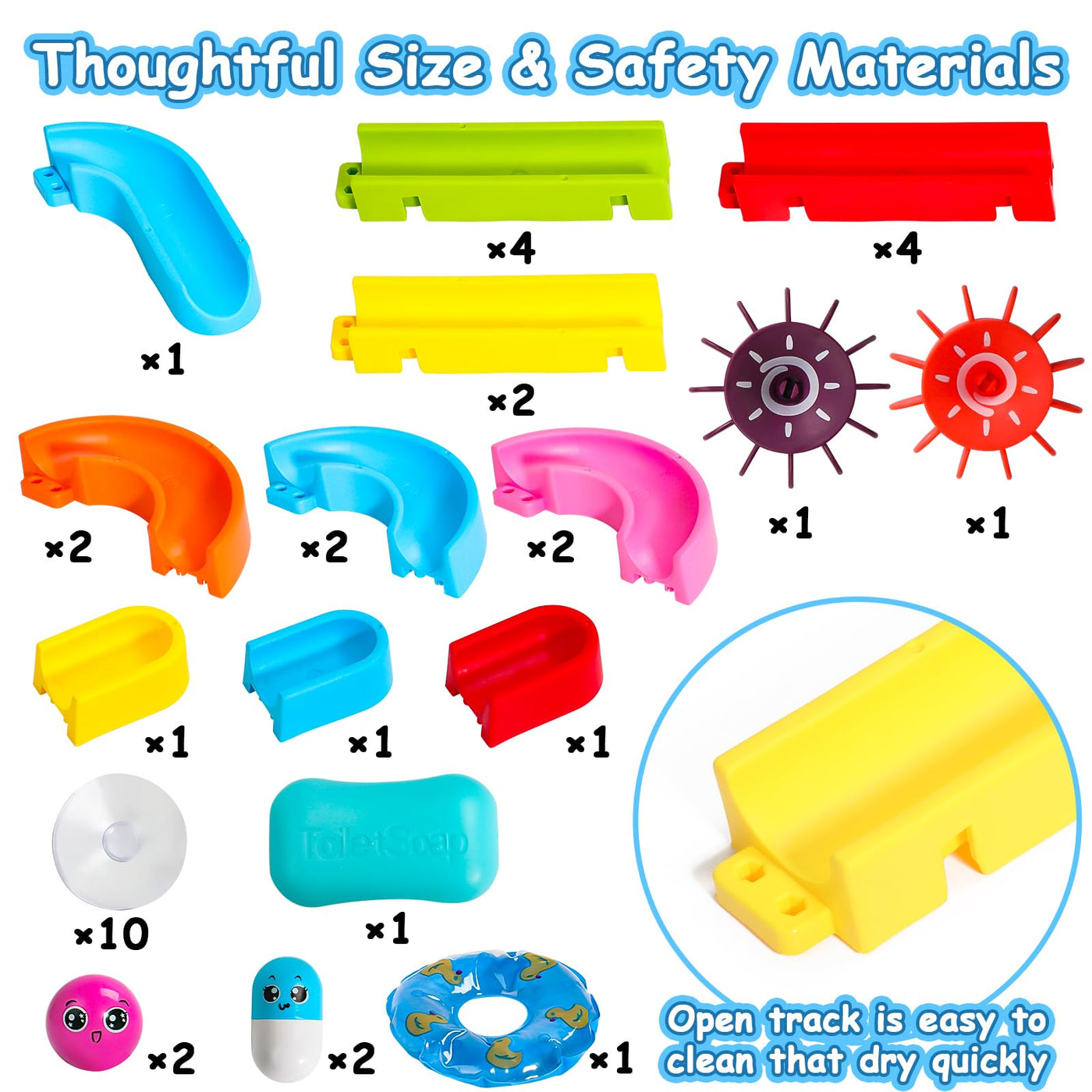 Badespielzeug Badewannenspielzeug Kinder Badewannen Spielzeug ab 3 4 5 Jahre, Murmelbahn Kugelbahn Badewanne Wasserspielzeug Kinder mit Saugnäpfe, Badespaß Geschenk Mädchen Junge (38 Stück)