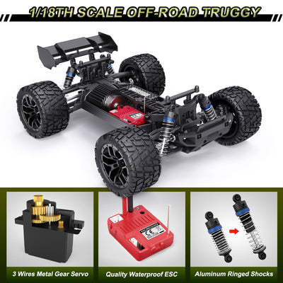 HAIBOXING Ferngesteuertes Auto 1/18 RC Car Hailstorm, 4WD All Terrain High Speed Racing Auto 36 kmh, 2,4 GHz RC Truck 4X4 Offroad wasserdicht elektrisch betrieben