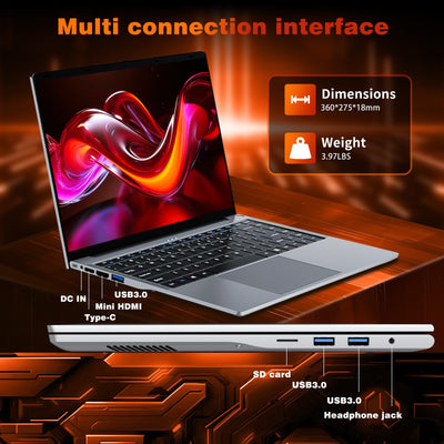 Moacreto 15,6 Zoll Laptop, Core i5-8210Y Prozessor 24GB RAM 512GB SSD Notebook, FHD 1920x1200 Display Laptops mit Typ-C, USB3.0, HDMI, BT5.0, Wi-Fi5 Laptop Computer