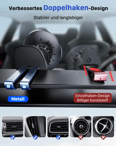 YOSH für Magsafe Autohalterung mit Ladefunktion 15W, [Metall-Doppelhaken & N55 Starke Magnets], Handyhalterung Auto für Magsafe Ladegerät Lüftung für iPhone 17 16 15 14 13 12