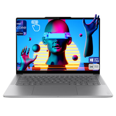 Lenovo Yoga Pro 7 14IAH10 Laptop, Intel Core Ultra 7-255H, 32 GB LPDDR5x RAM, 2 TB PCIe SSD, 14.5" 3K OLED Touchscreen Display, Intel Arc 140T GPU, Backlit QWERTZ Tastatur, Windows 11 Pro, Luna Grey