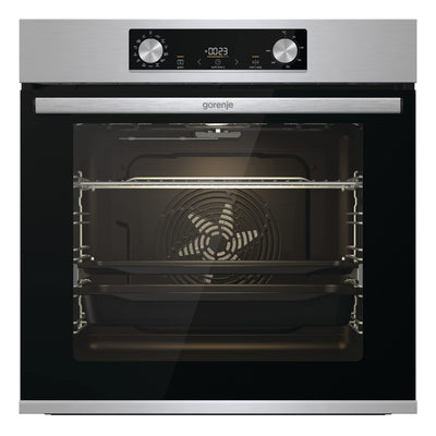 Gorenje BOS 6737 E13X Einbau-Backofen / 77 Liter/Heißluft/ExtraSteam/GentleClose & Open/EcoClean/Air Fry/PizzaMode/PerfectGrill/Teleskopauszüge/Inox-Look, Grau