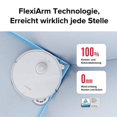 roborock Qrevo Curv Saugroboter mit Wischfunktion&Hebarem Wischmopp, Dual Anti-Tangle-System, AdaptiLift™ Chassis, 18.500Pa, 75℃ Heißwasser-Moppwäsche, Intelligente Schmutzerkennung&Sprachassistent
