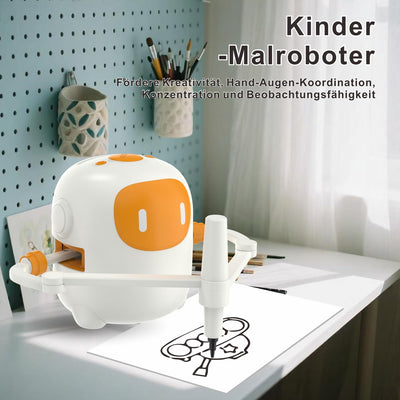 SHENSE Zeichenroboter für Kinder Drawing Robot mit 150 Karten Interaction&17 Color Pens Roboter Kinder Spielzeug Sprachinteraktiver Zeichenprojektor Wiederaufladbar Lernspielzeug für ab 3+Jahren