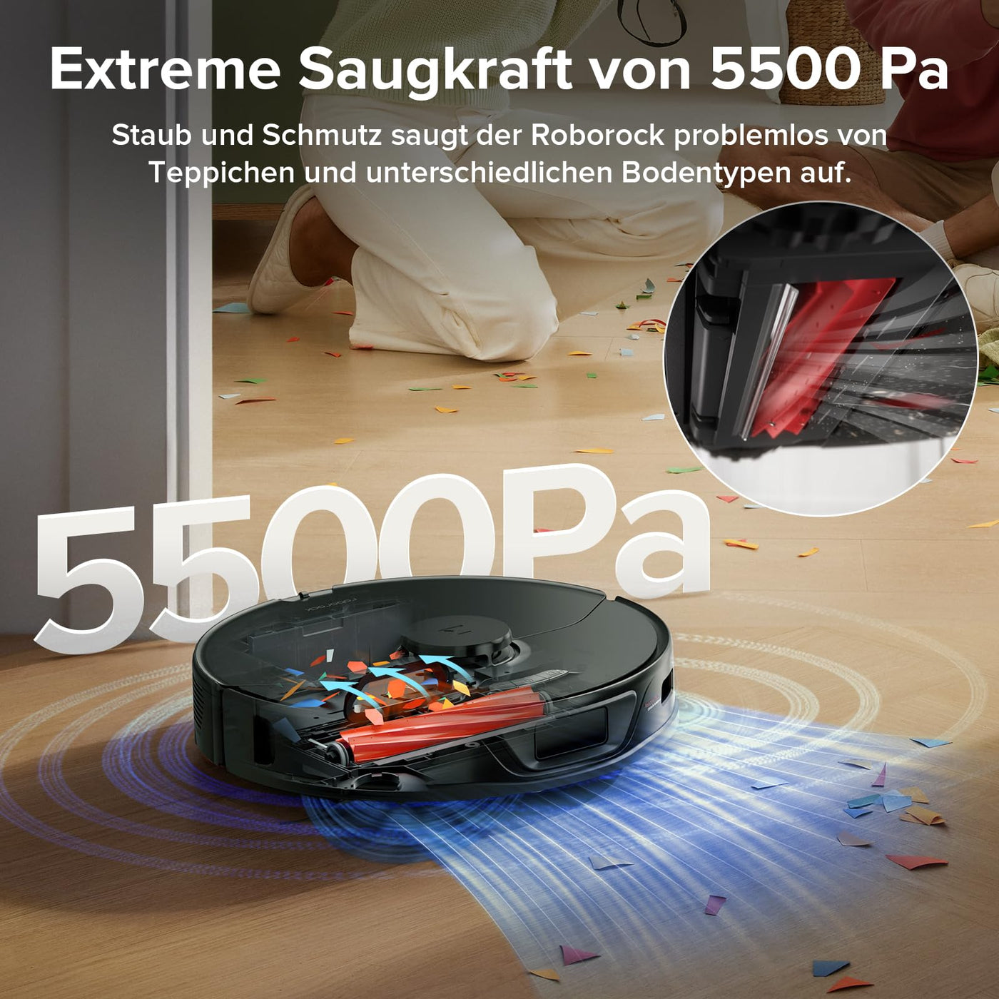 roborock S7 Max Ultra Saugroboter mit selbstentleerender/selbstwaschender/selbsttrocknender/selbstbefüllender/selbstreinigender Station (5500 Pa, aktive Hindernisvermeidung, App/Sprachsteuerung)