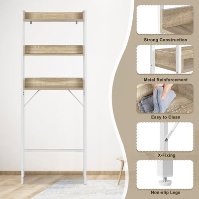 EUGAD Toilettenregal, Badezimmerregal, Waschmaschinenregal,3-stöckiges Badregal, platzsparendes Regal über Waschmaschine Toilette, verstellbar, multifunktional