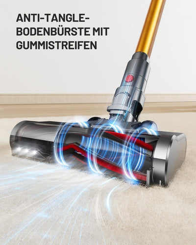 Kissof Akku Staubsauger, 45000Pa/550W/70 Mins Staubsauger Kabellos Mit Selbststehende Funktion, Anti-Tangle-Bodenbürste, Duftkarte, Hocheffizientes Hypa-Filtersystem für Hartböden Teppiche Tierhaare