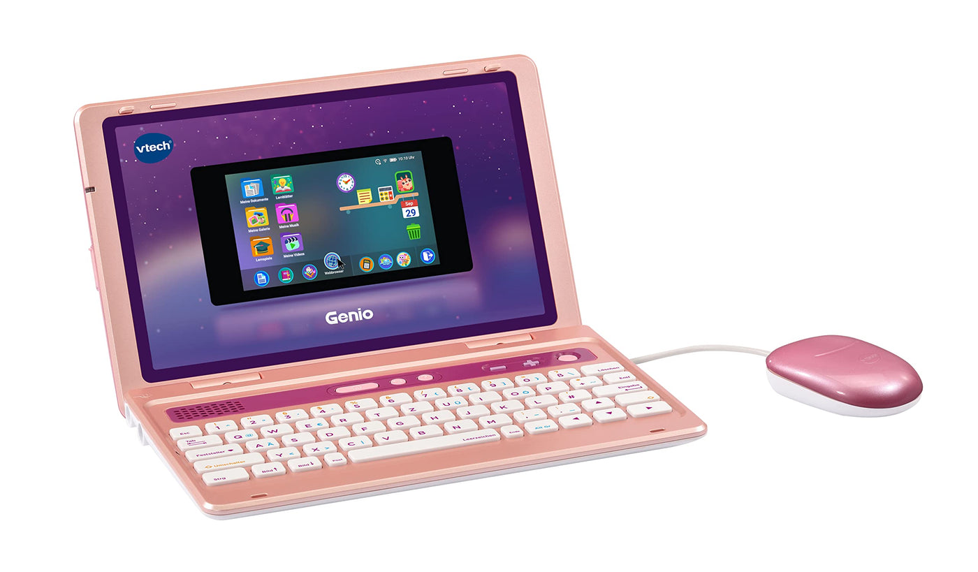 Vtech Genio Lernlaptop pink – Lerncomputer mit Internetzugang, Textprogramm und Lerninhalten zu Buchstaben, Wörtern, Mathe, Logik u. v. m. – Für Kinder von 5-12 Jahren