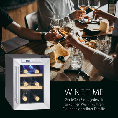 ProfiCook Weinkühlschrank | 6 Flaschen | Getränkekühlschrank | UV-beständige Glastür | Weinkühler | LED-Beleuchtung | 3 Lagerebenen - Davon 2 herausnehmbar | 11-18°C | PC-WK 1231
