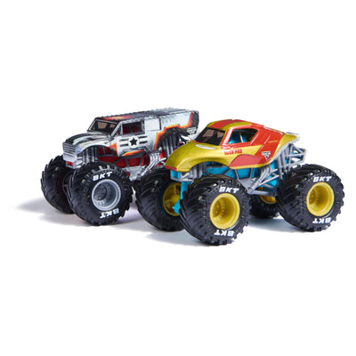 Monster Jam - Zweier-Pack Original Monster Trucks im Marvel Superhelden-Design, zum Spielen und Sammeln, Maßstab 1:64, ab 3 Jahren (Sortierung mit verschiedenen Truck-Paarungen, Zufallsauswahl)