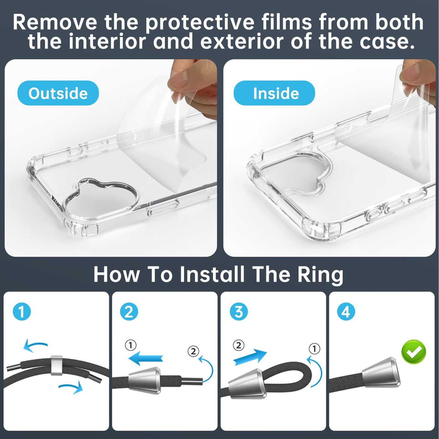 Nupcknn Handykette für iPhone 16 Plus Hülle mit Band,Ultra Dünn Transparent Handyhülle (Abnehmbar Einstellbar) Necklace mit Kordel zum Umhängen Kameraschutz Handy Kette Stossfest Schutzhülle