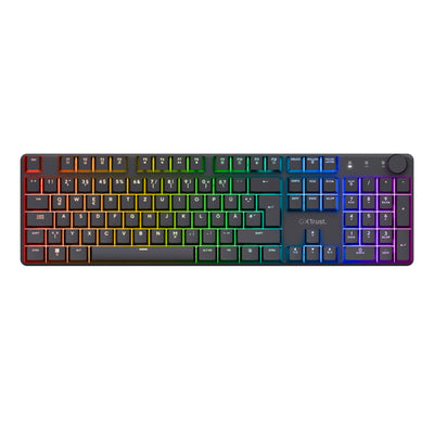 Trust GXT 868 Torix Mechanische Tastatur Kabellos Deutsches QWERTZ Layout, RGB Wiederaufladbare Gaming Tastatur 2.4 GHz 100H Akkulaufzeit, Huano-Switches Flache Tasten, Programmierbar, PC Laptop