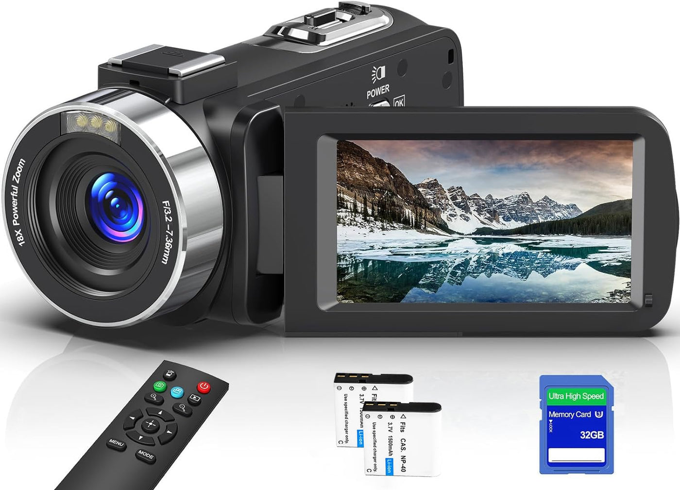Delmodes 8K 64MP Videokamera Camcorder 18X Digitalzoom IR Nachtsicht Vlogging Kamera, 3,0 Zoll UHD Touchscreen WiFi Videokamera für YouTube mit SD-Karte, 2,4G Fernbedienung und 2 Batterien