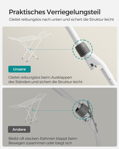 SONGMICS Wäscheständer, Standtrockner klappbar, Flügelwäscheständer, freistehend, für Innen- und Außenbereich, für Bettwäsche und Kleidung, weiß LLR540W01