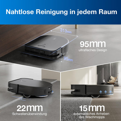 ECOVACS DEEBOT X5 PRO Omni, Saug- und Wischroboter, 12800 Pa, Anti-Verhedderung, TruEdge™ Adaptive Randreinigung, Wischen mit warmem Wasser bei 70 °C, intelligente AINA 2.0-Navigation