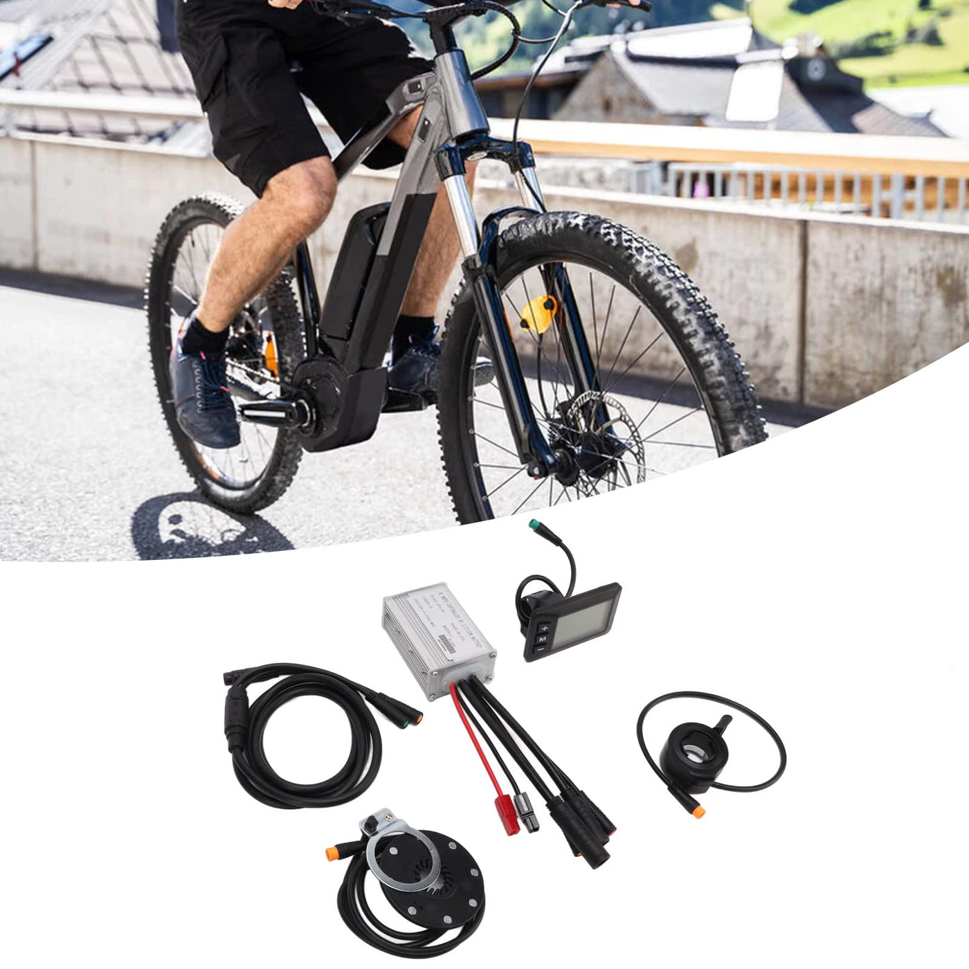 SPYMINNPOO Ebike Motor Controller, 250W 350W DC 36V 48V Elektrofahrrad Wasserdichter ESC mit GD01 Display 1 Bis 2 Kabel Komplettset